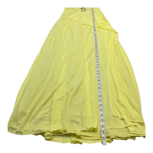 Halston Evening Womens 6 Vivian One Shoulder Sheer Jersey Drape Gown Yellow - Picture 5 of 10